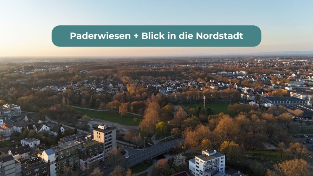 Paderwiesen Paderborn und Blick in die Nordstadt von oben