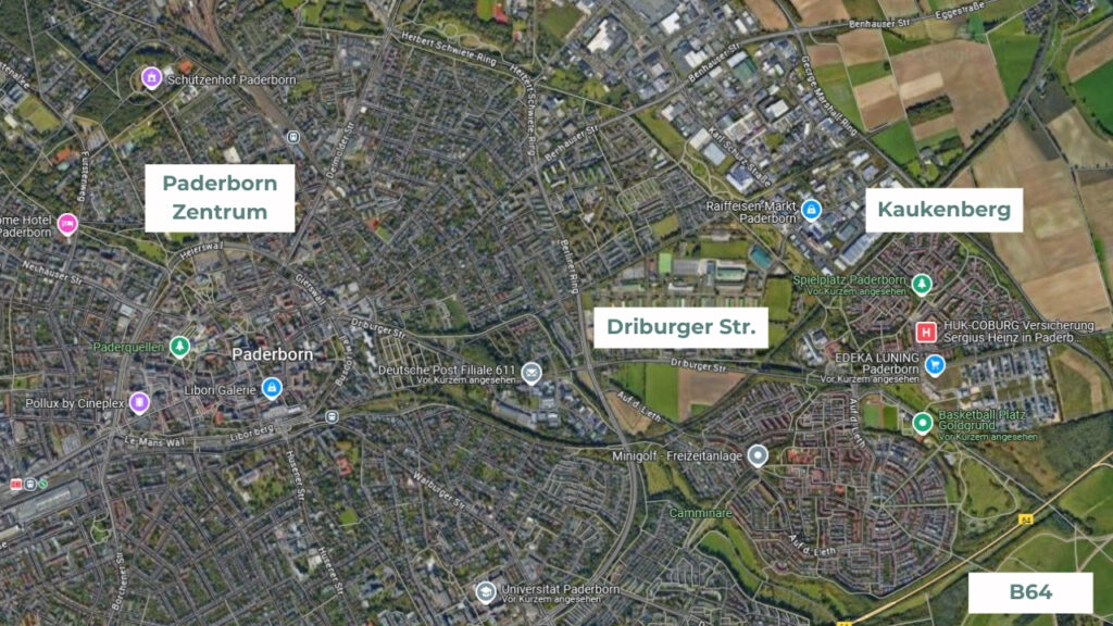 Lage Kaukenberg am grünen Stadtrand in Paderborn mit guter Anbindung an das kulturreiche Paderborner Zentrum