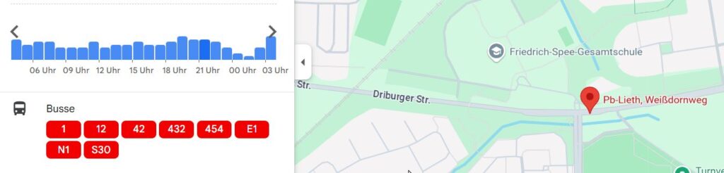 Haltestelle Weißdornweg in Paderborn Auf der Lieth